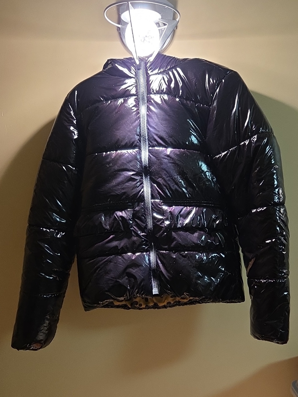 Tahari Girls' Iridescent Black Puffer Jacket